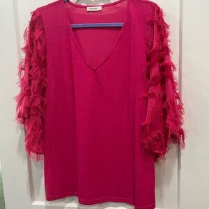 3/4 sleeve dark pink blouse